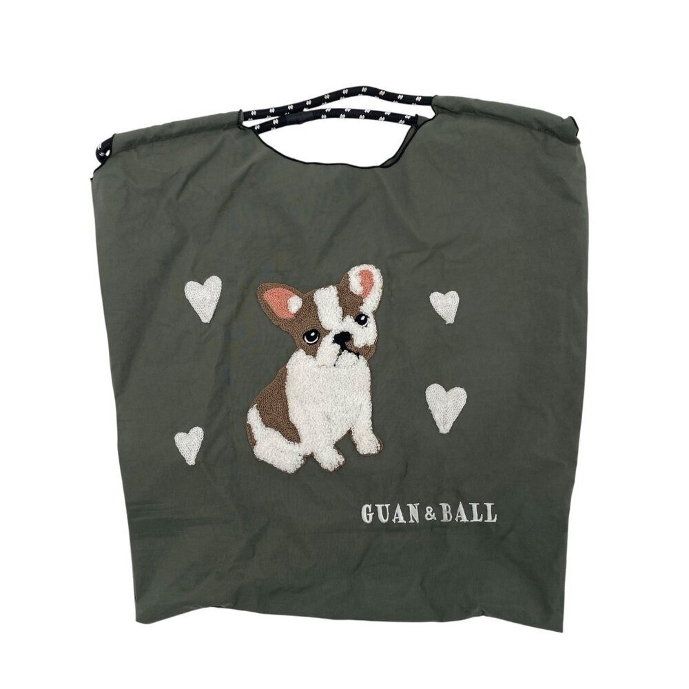GUAN&BALL French Bulldog Embroidered  100% Nylon Eco Friendly Tote Bag